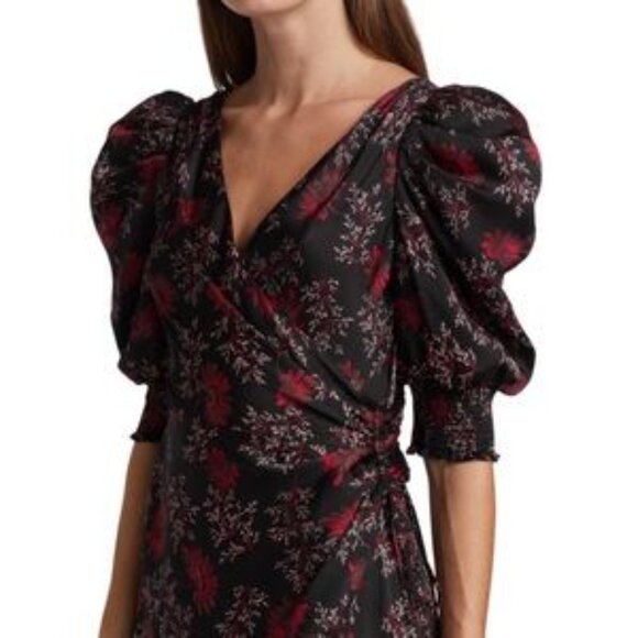 Cinq a Sept Tumbled Daisy Kacy Floral Print Puff Sleeve Midi Dress, size 6 - Picture 2 of 4